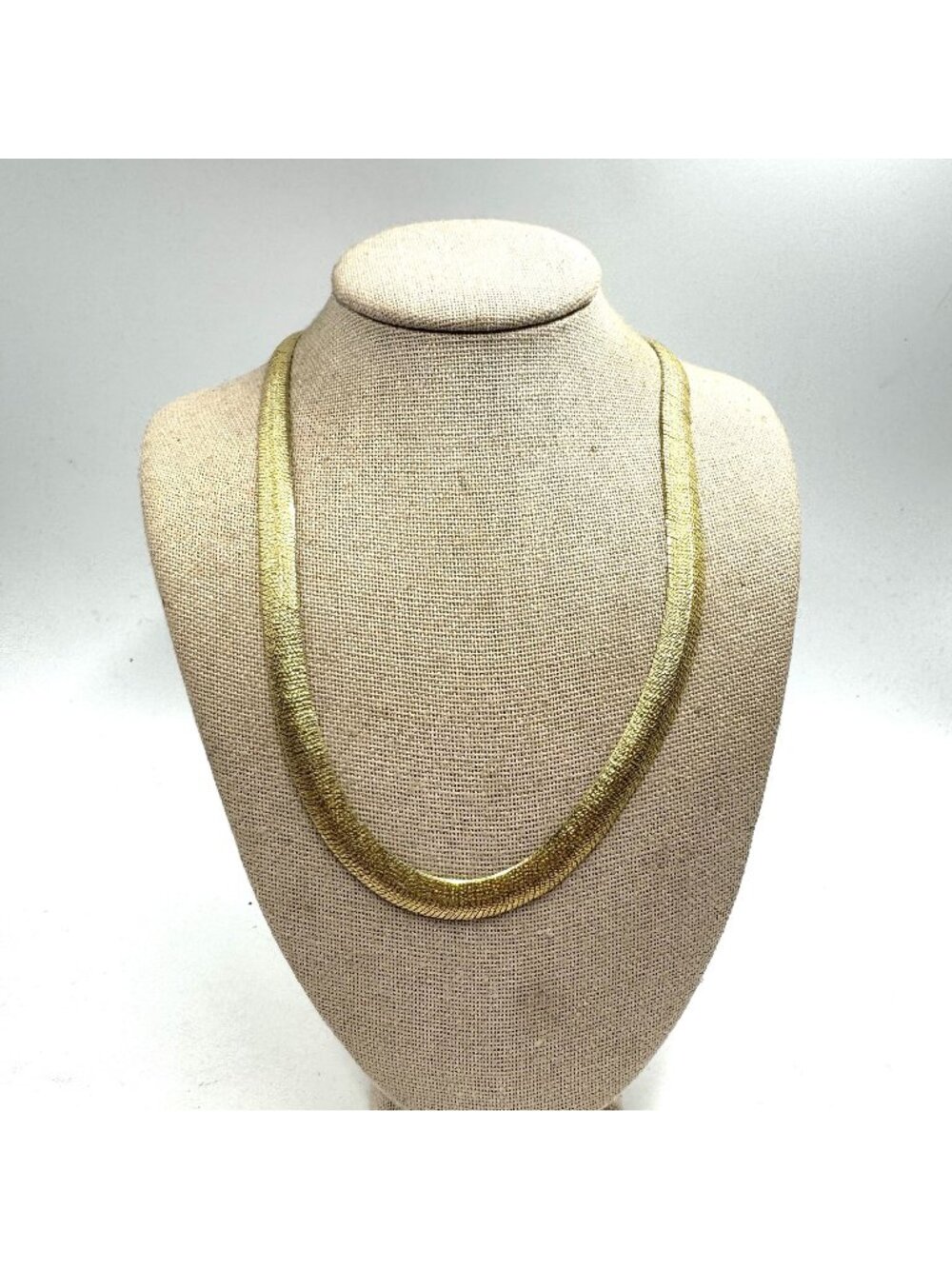 Gold Over Sterling Silver 925 Herringbone Chain Necklace Size 18" Length